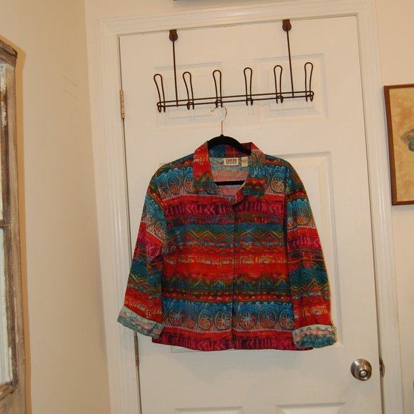 Chico's Design 100% Cotton Multi Color 6 Button Jacket Size 3 (XL) - Picture 3 of 13